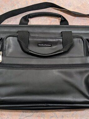 Perry Ellis Portfolio Black Leather Briefcase Laptop/Tablet Bag
